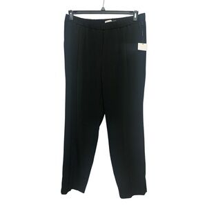 Calvin Klein Wide Leg Tailored Trousers Size 16W Black Pull On Stretch Crepe NWT